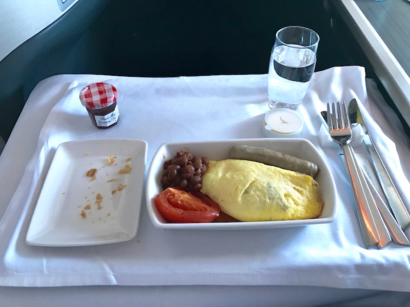 Breakfast Main- Omelette With Tomato, Baked Beans, And Sausage 