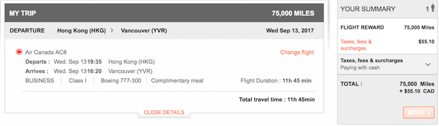 No Fuel Surcharges On Flights Out Of Hong Kong On Air Canada!