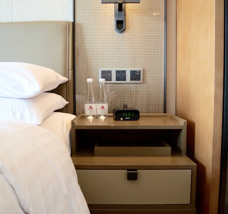 Bedside Table With Bottled Water 