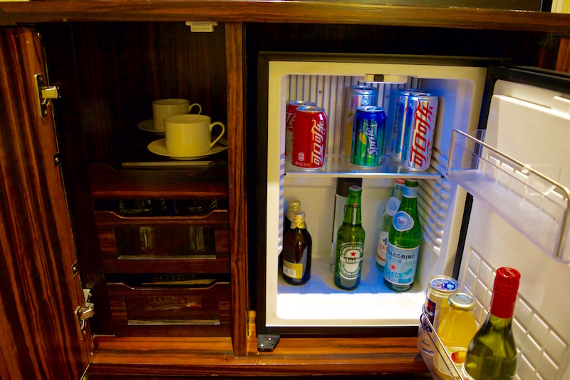 Minibar Fridge And Glassware