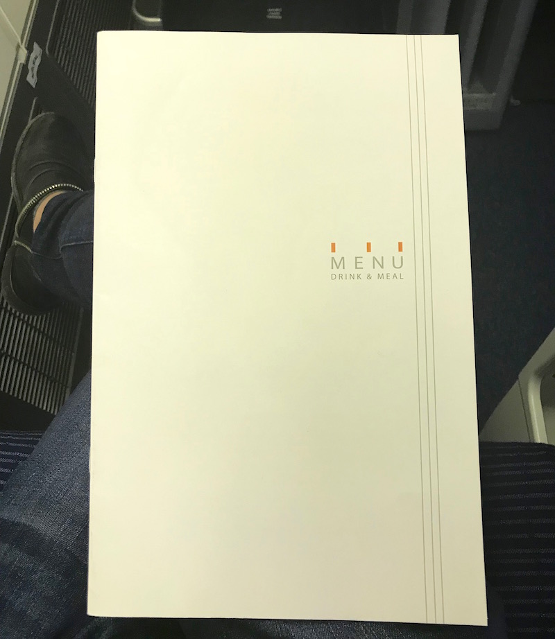 ANA Regional Business Class Menu