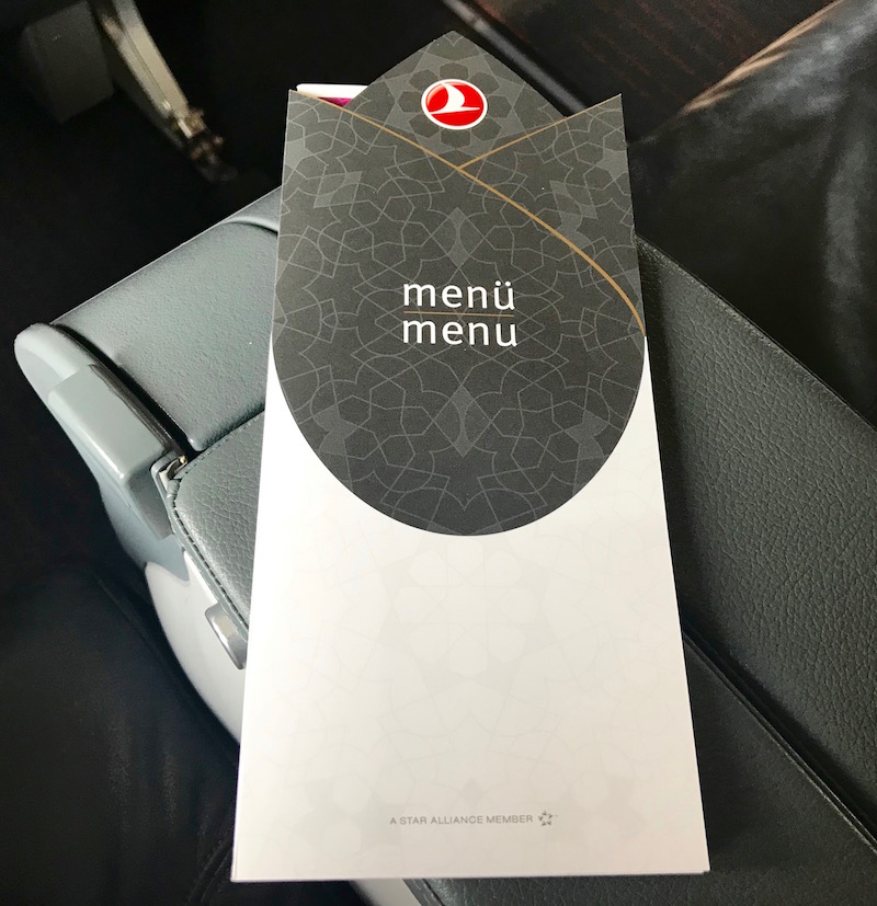 Turkish Airlines Business Class Menu 