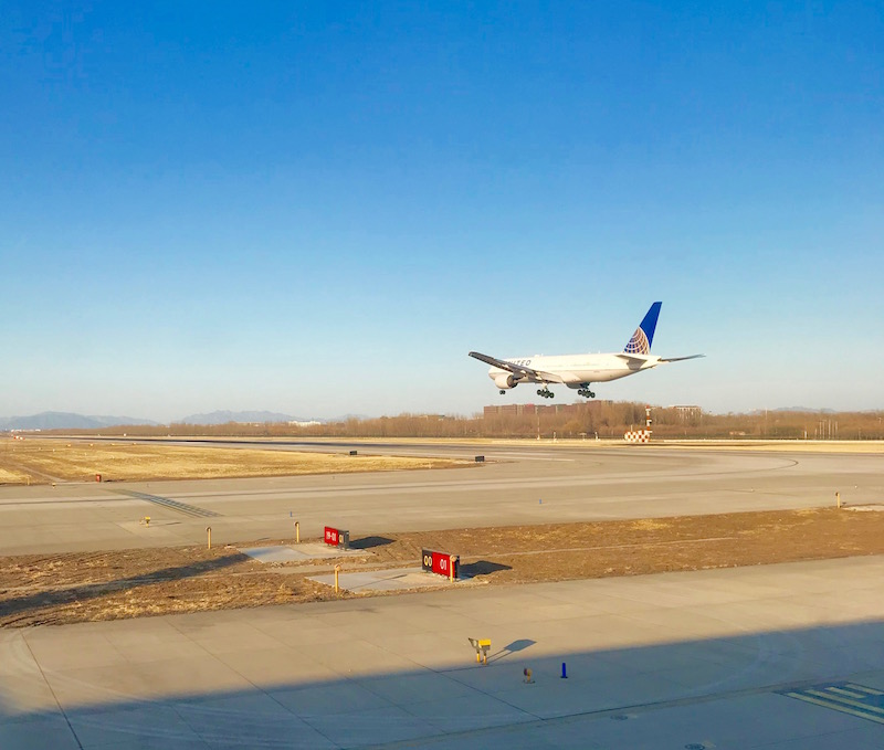 United 777 Landing At Beijing Airport