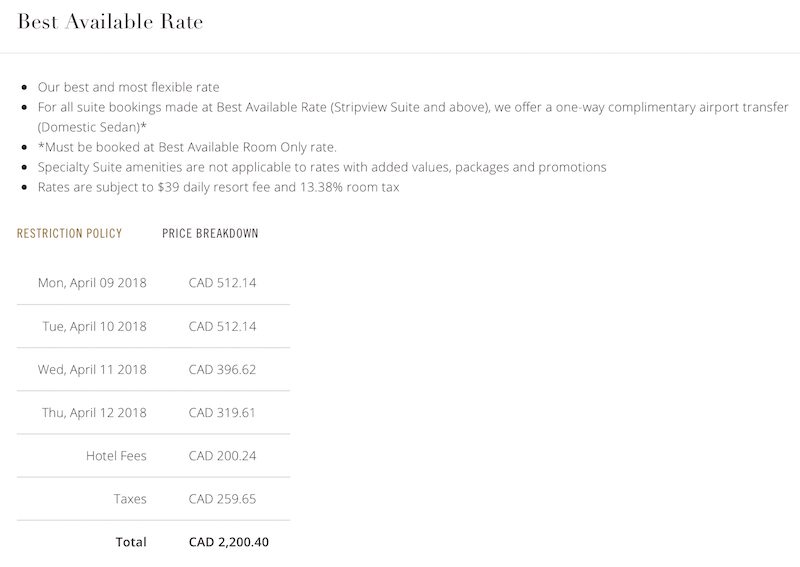 Mandarin Oriental Las Vegas Flexible Rate