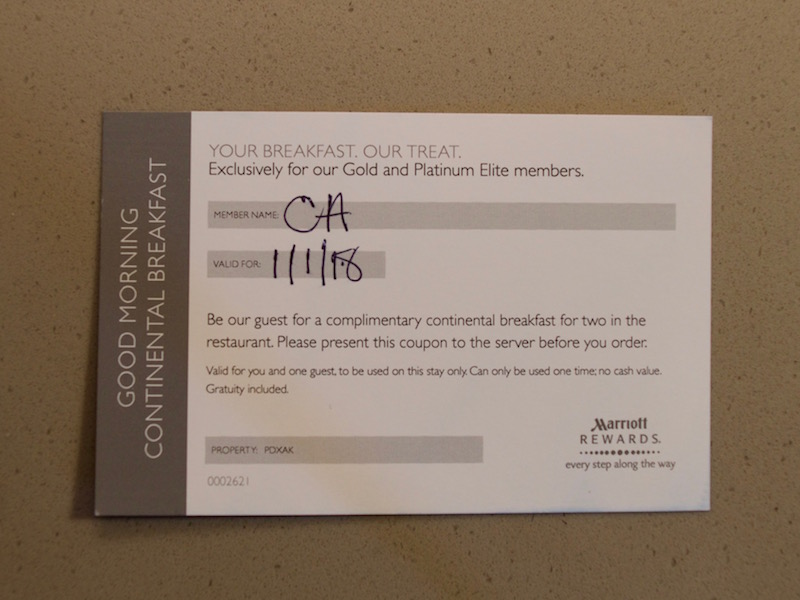 Marriott Elite Breakfast Voucher