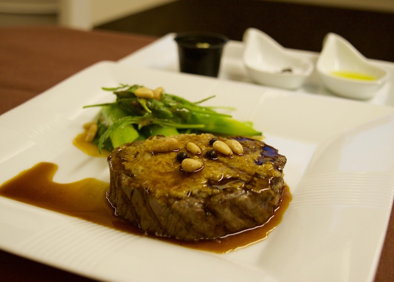 Japan Airlines First Class Dinner Service