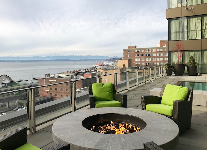 Outdoor Patio With Heated Pool And Harbour View