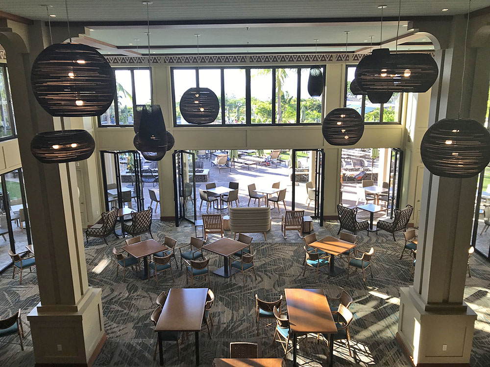 The buffet area at the Marriott Residence Inn in Wailea, Maui. This hotel is bookable with your Marriott Bonvoy points and highly recommended!