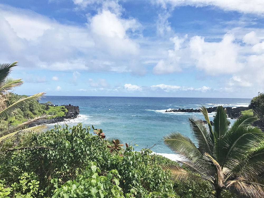 Admiring the view at Wai'anapanapa State Park.